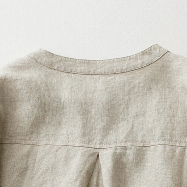 Buddha Stones無地ボタン七分袖シャツ - image 4