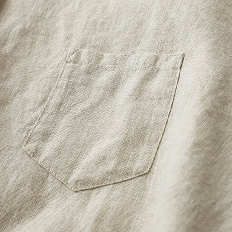 Buddha Stones無地ボタン七分袖シャツ - image 6