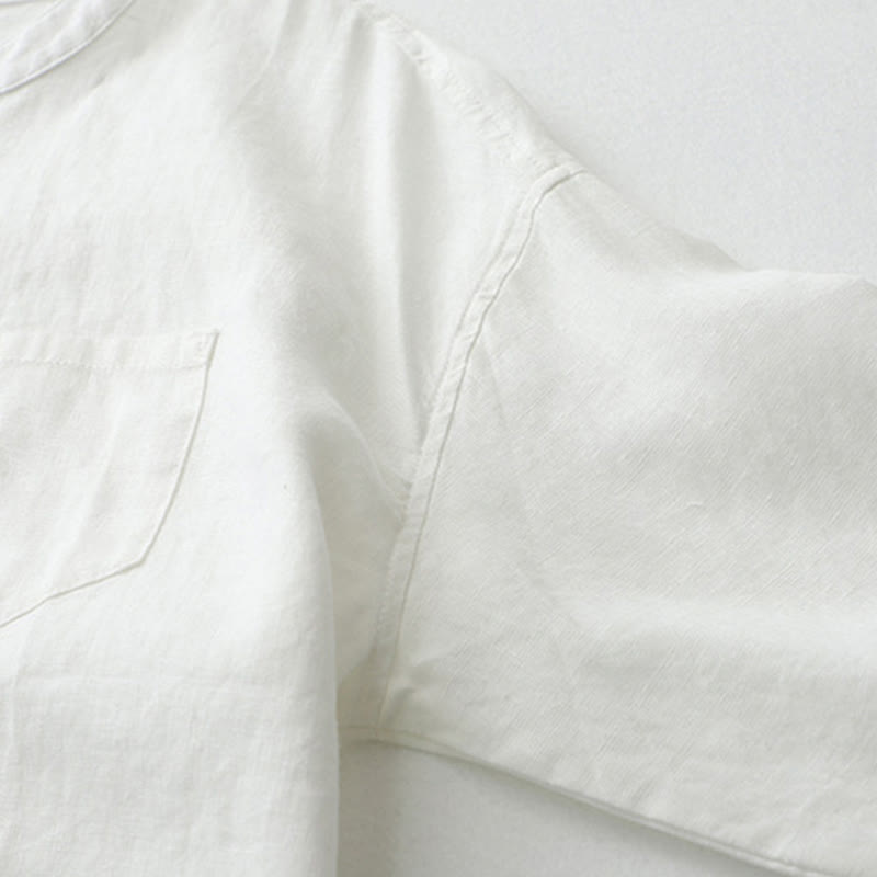 Buddha Stones無地ボタン七分袖シャツ - image 30