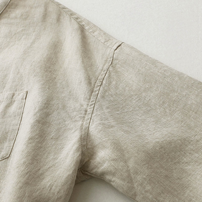 Buddha Stones無地ボタン七分袖シャツ - image 7