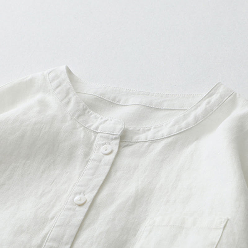 Buddha Stones無地ボタン七分袖シャツ - image 32