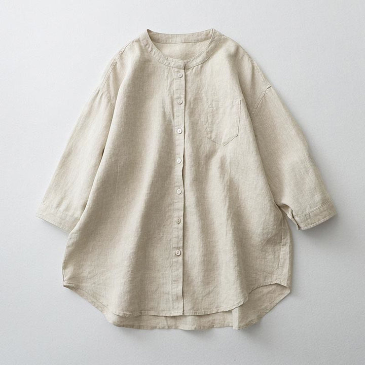 Buddha Stones無地ボタン七分袖シャツ - リネン - US8-10，UK/AU12-14，EU40-42 (2XL) - image 2
