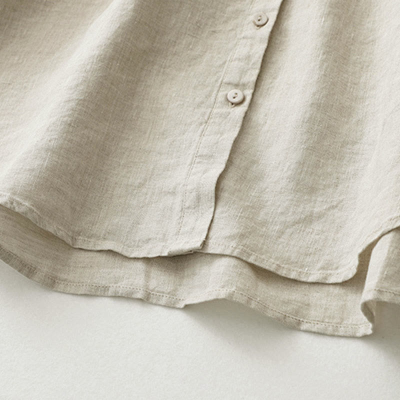 Buddha Stones無地ボタン七分袖シャツ - image 8