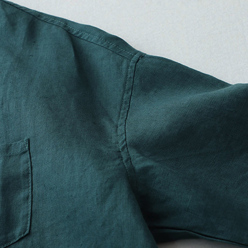 Buddha Stones無地ボタン七分袖シャツ - image 17