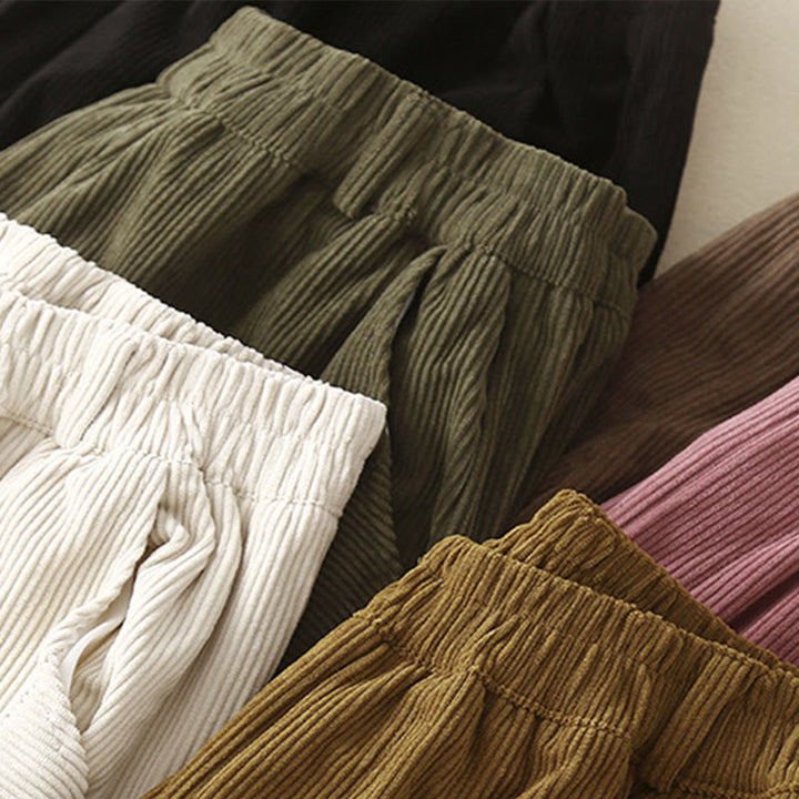 Buddha Stones Commute ヴィンテージプレーン レディース コーデュロイ ポリエステル ハーレムパンツ ポケット付き - image 23