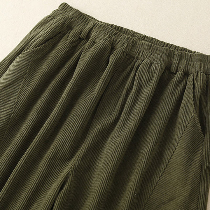 Buddha Stones Commute ヴィンテージプレーン レディース コーデュロイ ポリエステル ハーレムパンツ ポケット付き - image 5
