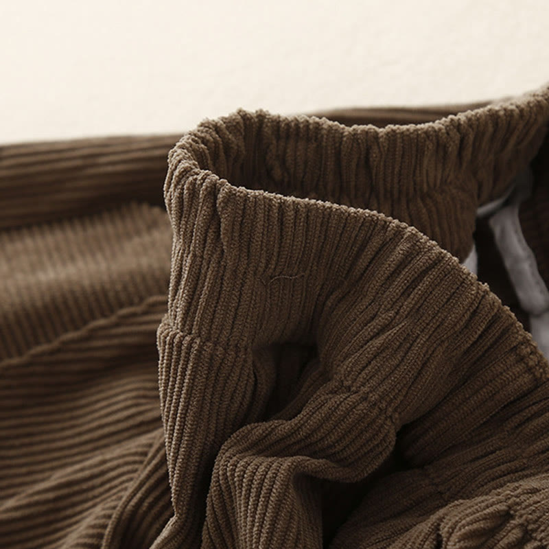 Buddha Stones Commute ヴィンテージプレーン レディース コーデュロイ ポリエステル ハーレムパンツ ポケット付き - image 1