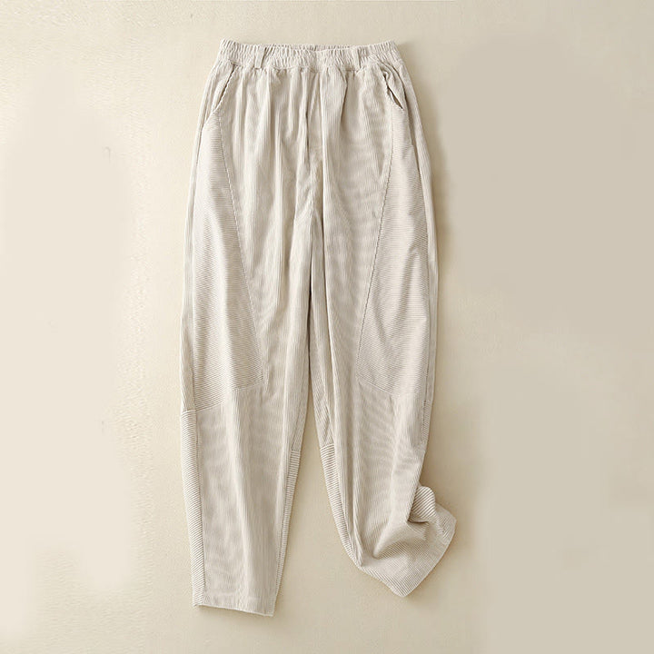 Buddha Stones Commute ヴィンテージプレーン レディース コーデュロイ ポリエステル ハーレムパンツ ポケット付き - ベージュ - US8-10，UK/AU12-14，EU40-42 (2XL) - image 10