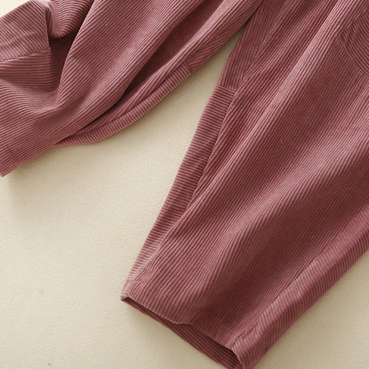 Buddha Stones Commute ヴィンテージプレーン レディース コーデュロイ ポリエステル ハーレムパンツ ポケット付き - image 16