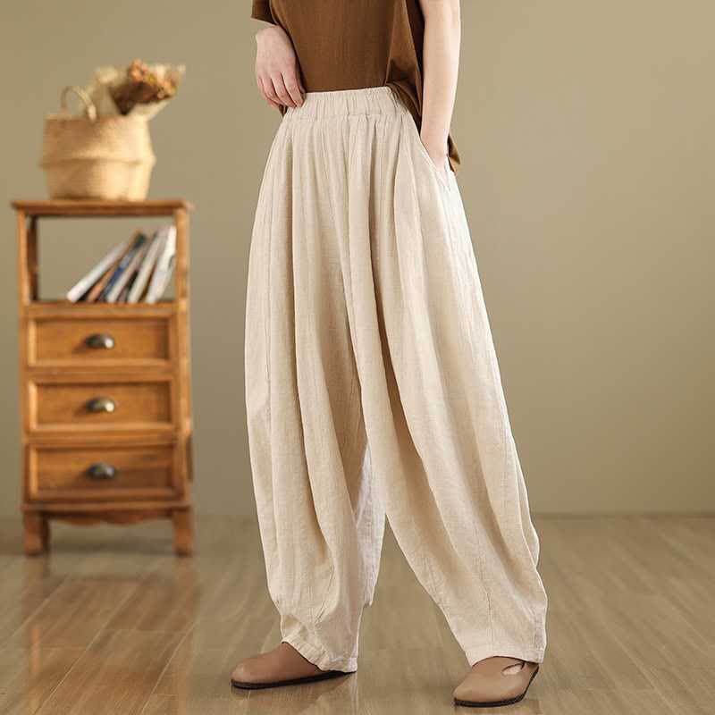 Buddha Stones春 カジュアル シンプルデザイン レディース コットンリネン ハーレムパンツ ポケット付き - image 21