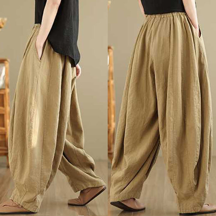 Buddha Stones春 カジュアル シンプルデザイン レディース コットンリネン ハーレムパンツ ポケット付き - image 15