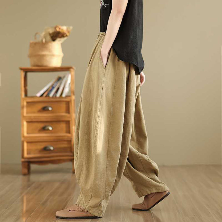 Buddha Stones春 カジュアル シンプルデザイン レディース コットンリネン ハーレムパンツ ポケット付き - image 12