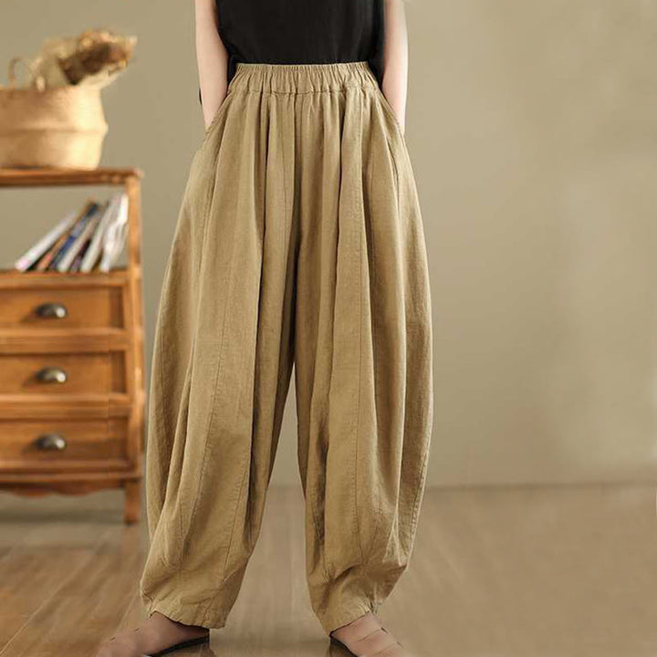 Buddha Stones春 カジュアル シンプルデザイン レディース コットンリネン ハーレムパンツ ポケット付き - image 11