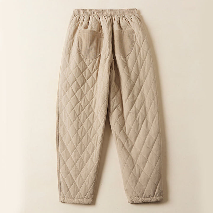 Buddha Stonesダイヤモンドキルティングデザイン サーマルフリース裏地 レディース ハーレム コットンパンツ ポケット付き - image 11
