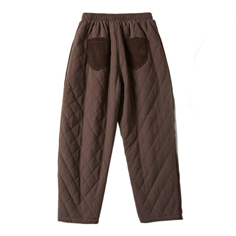 Buddha Stonesダイヤモンドキルティングデザイン サーマルフリース裏地 レディース ハーレム コットンパンツ ポケット付き - image 27