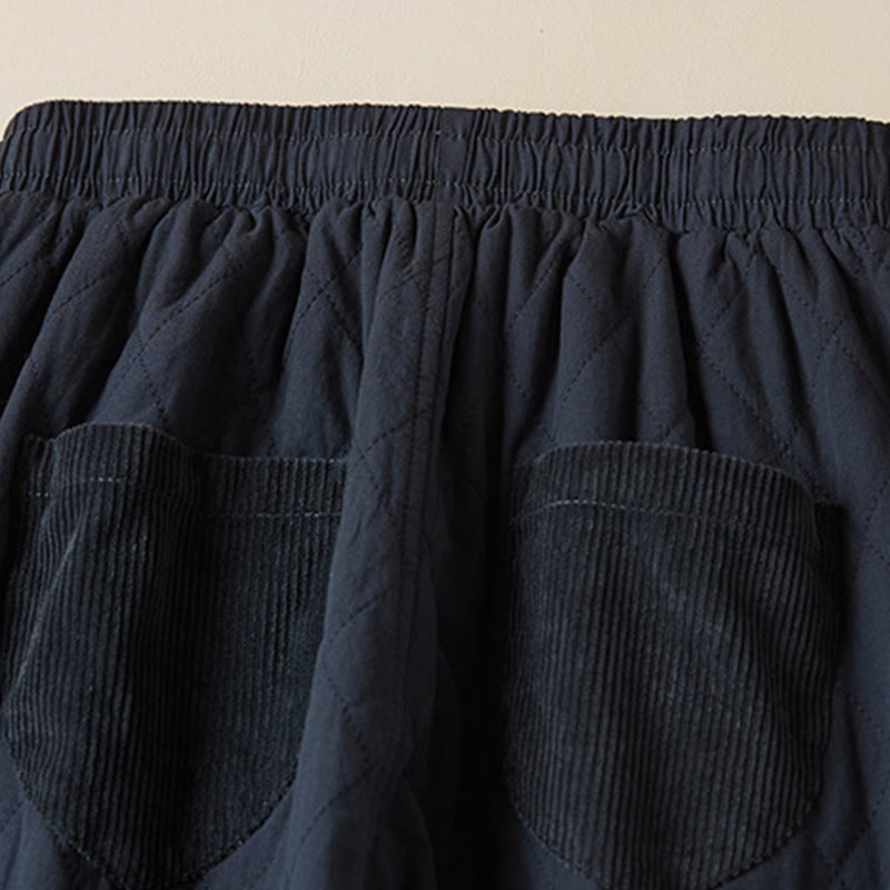 Buddha Stonesダイヤモンドキルティングデザイン サーマル レディース ハーレム コットンパンツ ポケット付き - image 3