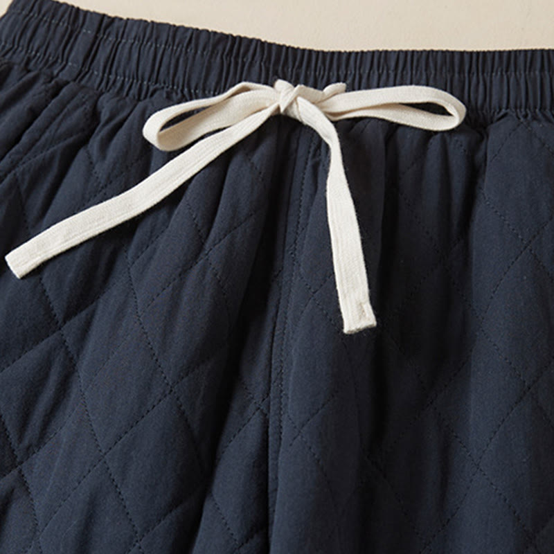 Buddha Stonesダイヤモンドキルティングデザイン サーマル レディース ハーレム コットンパンツ ポケット付き - image 2