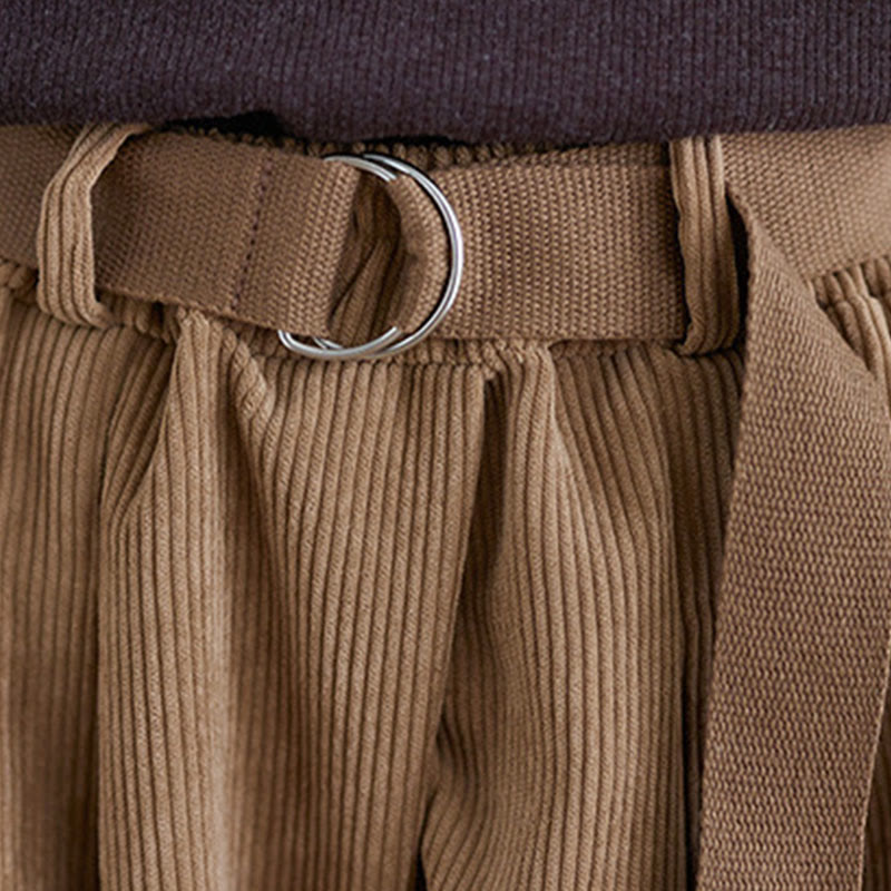 Buddha Stonesレトロ レディース ワイドレッグ 7-8丈 コーデュロイ コットンパンツ ポケット付き ベルト付き - image 8