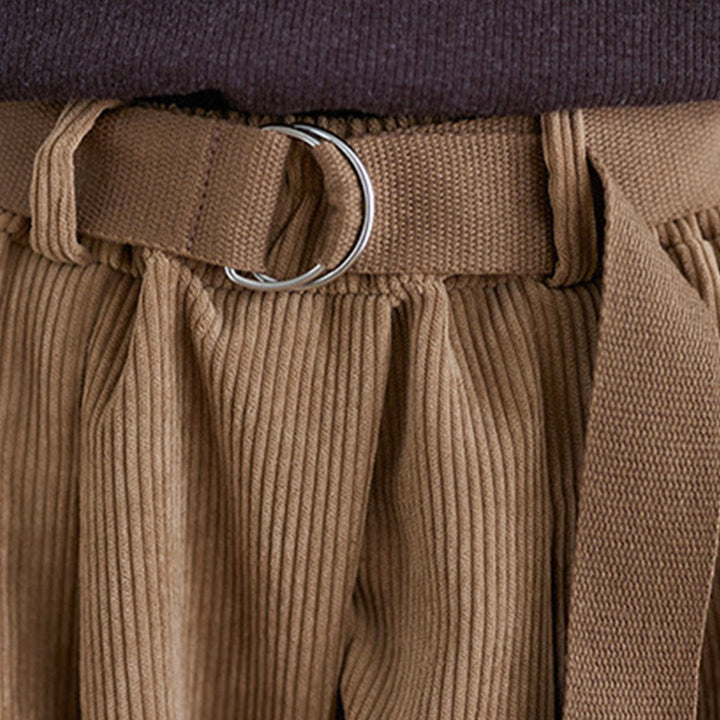 Buddha Stonesレトロ レディース ワイドレッグ 7-8丈 コーデュロイ コットンパンツ ポケット付き ベルト付き - image 8