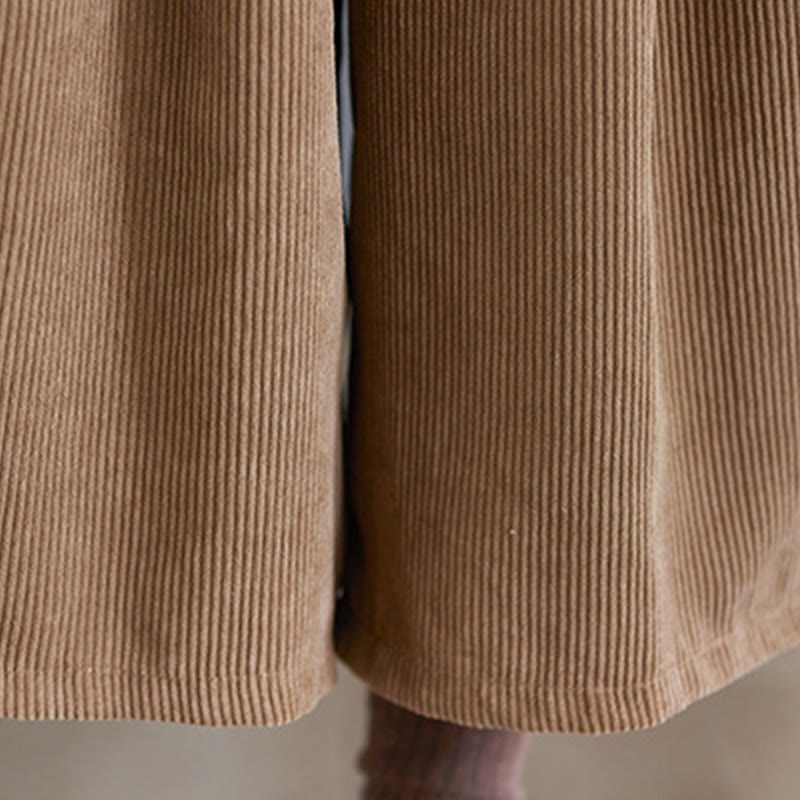 Buddha Stonesレトロ レディース ワイドレッグ 7-8丈 コーデュロイパンツ ポケット付き ベルト付き - image 10