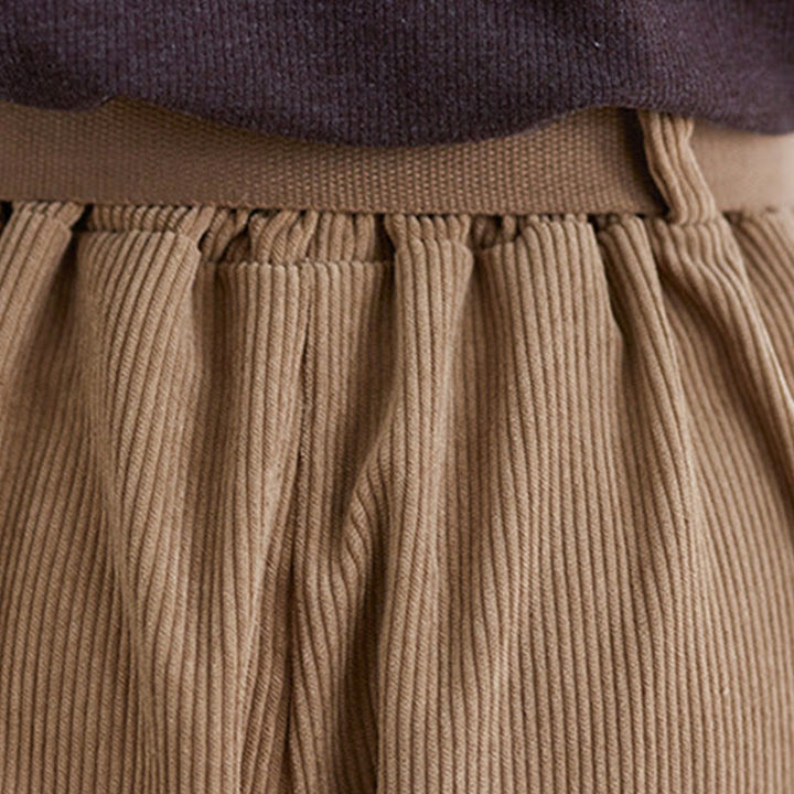 Buddha Stonesレトロ レディース ワイドレッグ 7-8丈 コーデュロイパンツ ポケット付き ベルト付き - image 8