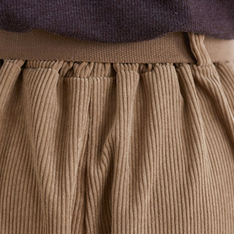 Buddha Stonesレトロ レディース ワイドレッグ 7-8丈 コーデュロイ コットンパンツ ポケット付き ベルト付き - image 9
