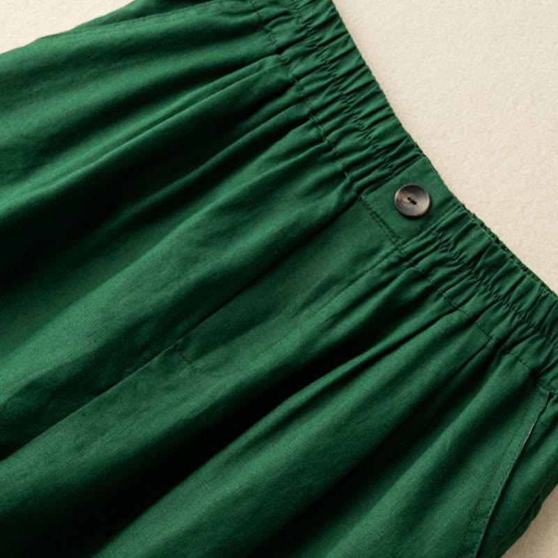 Buddha Stones夏 カジュアル 無地 ジッパーボタン コットンリネン レディース ショートパンツ ポケット付き - image 5