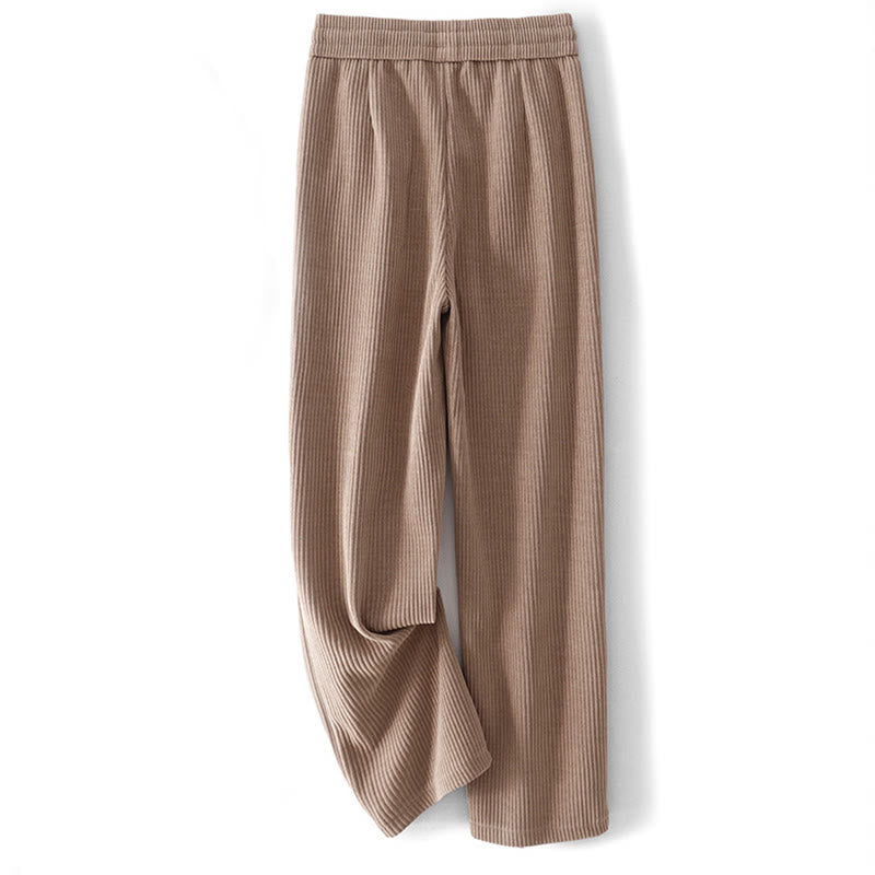 Buddha Stonesカジュアル 無地 レディース ワイドレッグ コーデュロイ コットン フリース裏地 ポケット付きパンツ - image 20