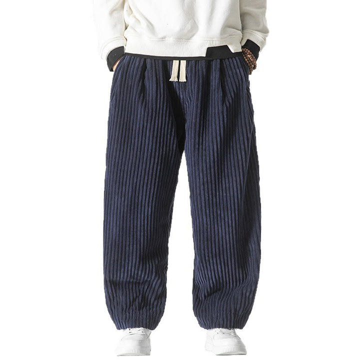 Buddha Stonesレトロ 冬 無地 メンズ ドローストリング コーデュロイ ハーレムパンツ ポケット付き - image 25