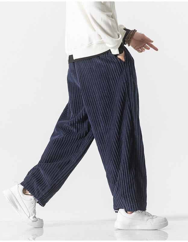 Buddha Stonesレトロ 冬 無地 メンズ ドローストリング コーデュロイ ハーレムパンツ ポケット付き - image 22