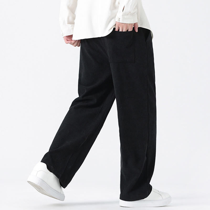 Buddha Stonesプレーンチャイニーズフロッグボタンデザイン ドローストリング メンズ コーデュロイパンツ ポケット付き - image 20