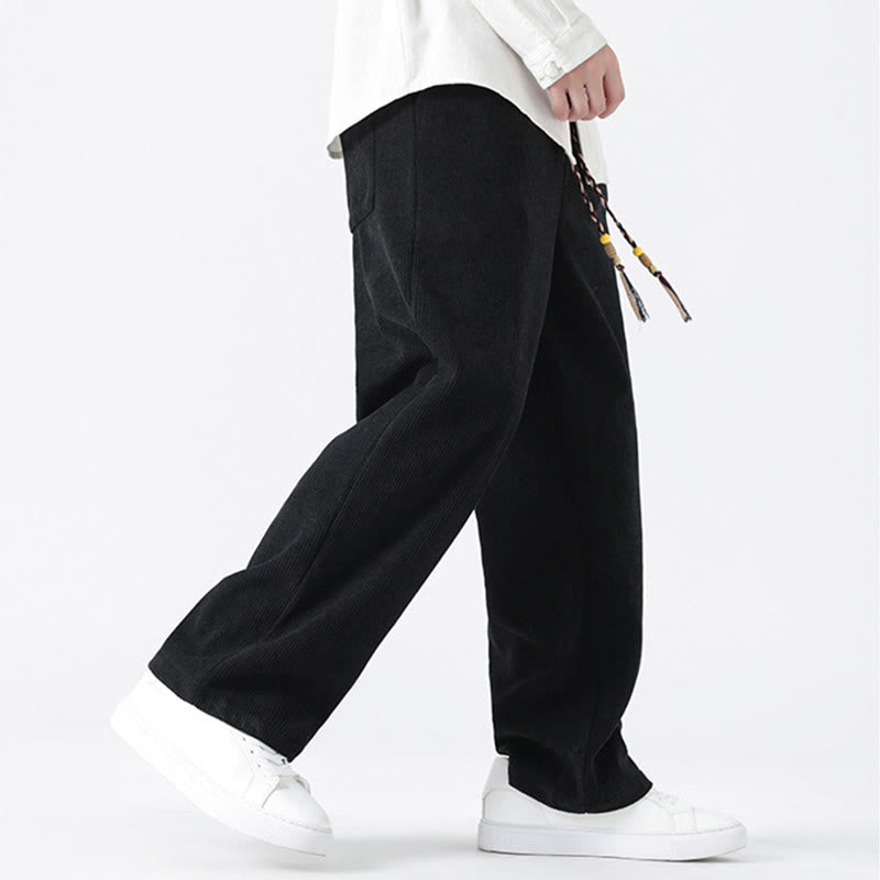 Buddha Stonesプレーンチャイニーズフロッグボタンデザイン ドローストリング メンズ コーデュロイパンツ ポケット付き - image 18