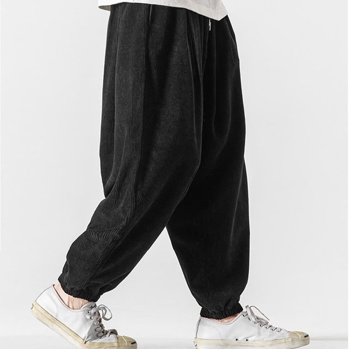 Buddha Stonesカジュアル ピュアカラー メンズ ドローストリング コーデュロイ ハーレム アンクル丈 パンツ ポケット付き - image 12