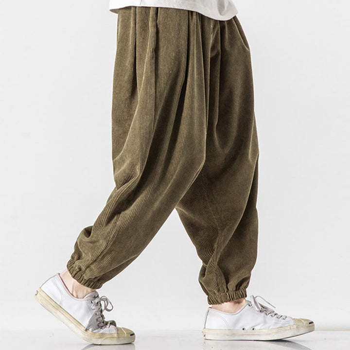 Buddha Stonesカジュアル ピュアカラー メンズ ドローストリング コーデュロイ ハーレム アンクル丈 パンツ ポケット付き - image 24