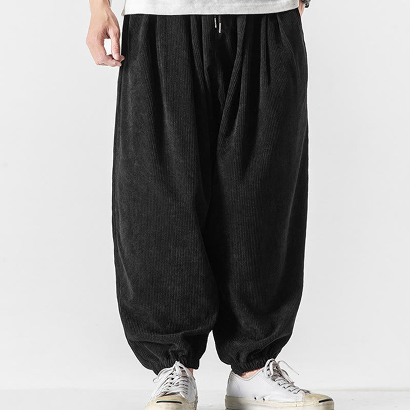 Buddha Stonesカジュアル ピュアカラー メンズ ドローストリング コーデュロイ ハーレム アンクル丈 パンツ ポケット付き - image 15