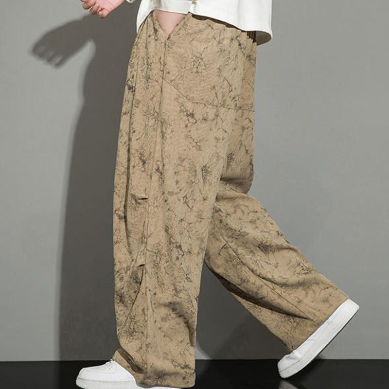 Buddha Stonesカジュアル ヴィンテージ カモ柄 ドローストリング メンズ パンツ ポケット付き - image 19