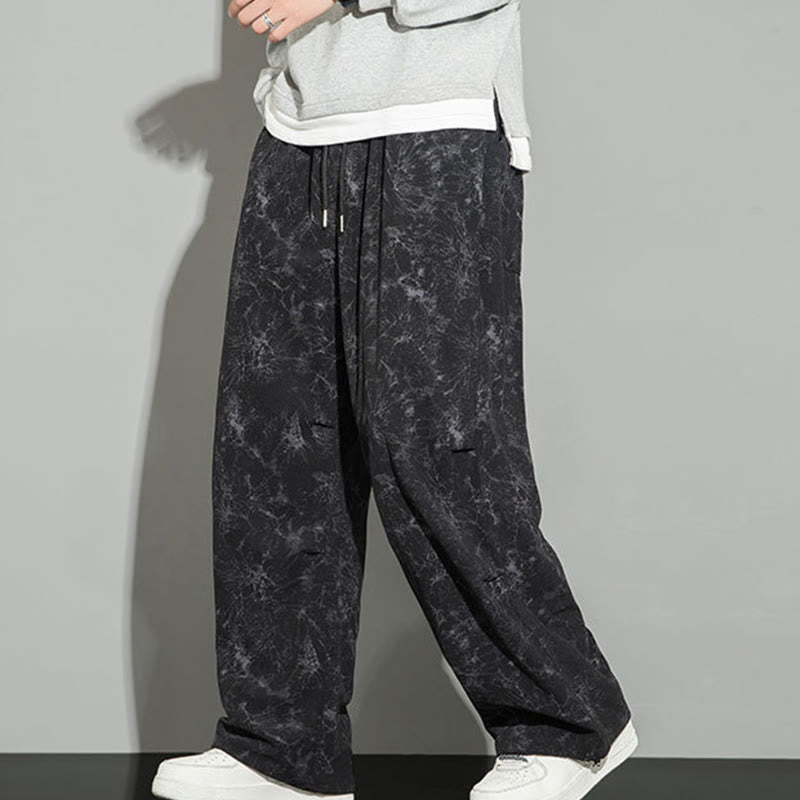 Buddha Stonesカジュアル ヴィンテージ カモ柄 ドローストリング メンズ パンツ ポケット付き - 黒 - US/UK/AU46、 EU56 (5XL) - image 1