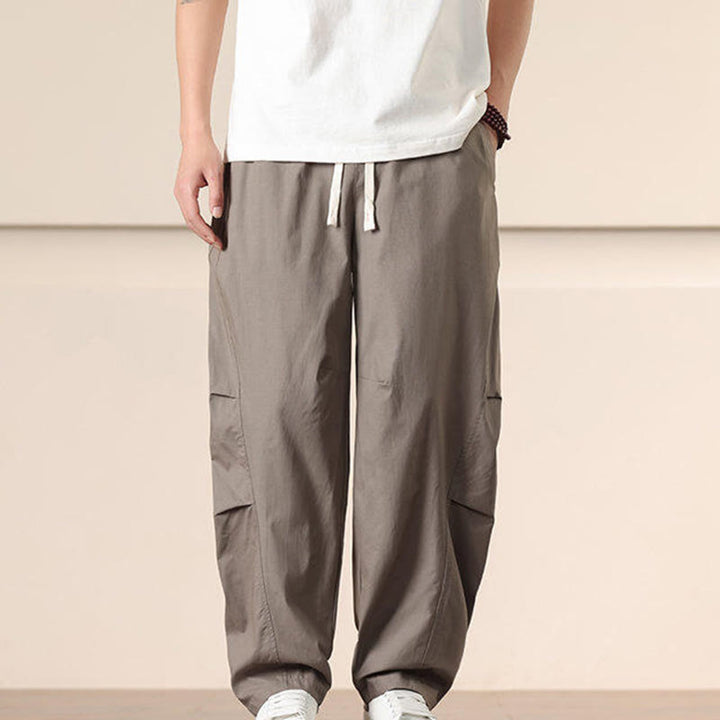 Buddha Stonesカジュアル ヴィンテージ 無地 ドローストリング メンズ カーゴパンツ ポケット付き - image 28