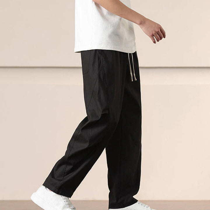 Buddha Stonesカジュアル ヴィンテージ 無地 ドローストリング メンズ カーゴパンツ ポケット付き - image 15