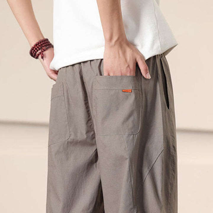 Buddha Stonesカジュアル ヴィンテージ 無地 ドローストリング メンズ カーゴパンツ ポケット付き - image 36
