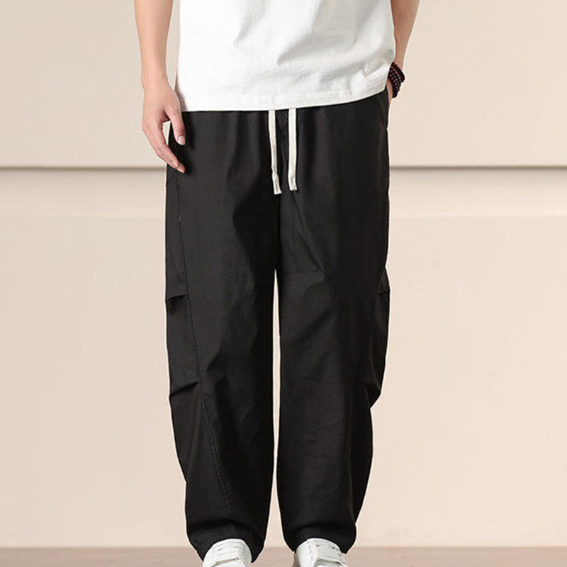 Buddha Stonesカジュアル ヴィンテージ 無地 ドローストリング メンズ カーゴパンツ ポケット付き - image 11