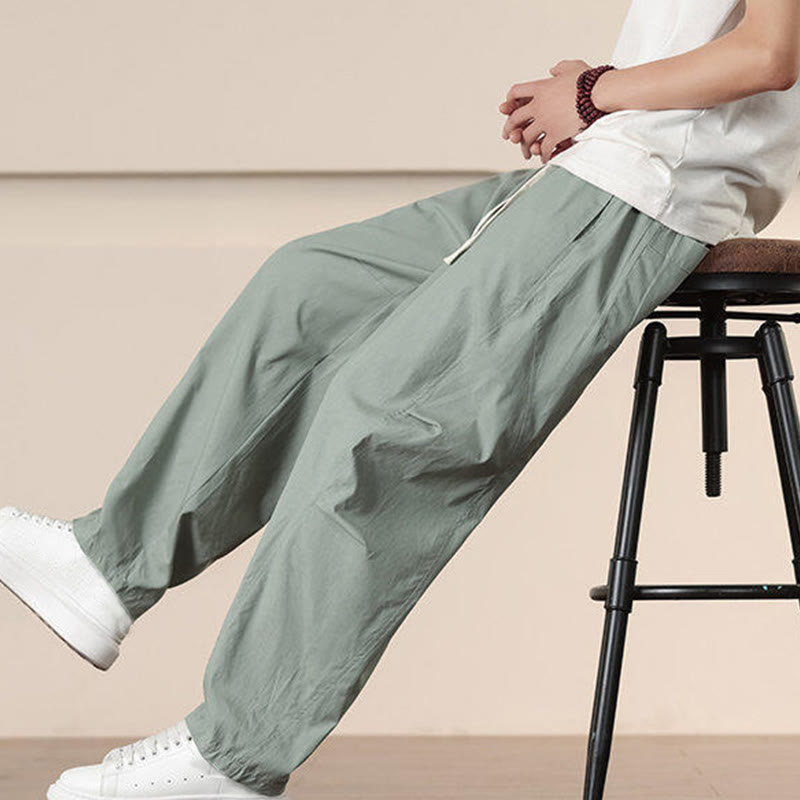 Buddha Stonesカジュアル ヴィンテージ 無地 ドローストリング メンズ カーゴパンツ ポケット付き - image 24