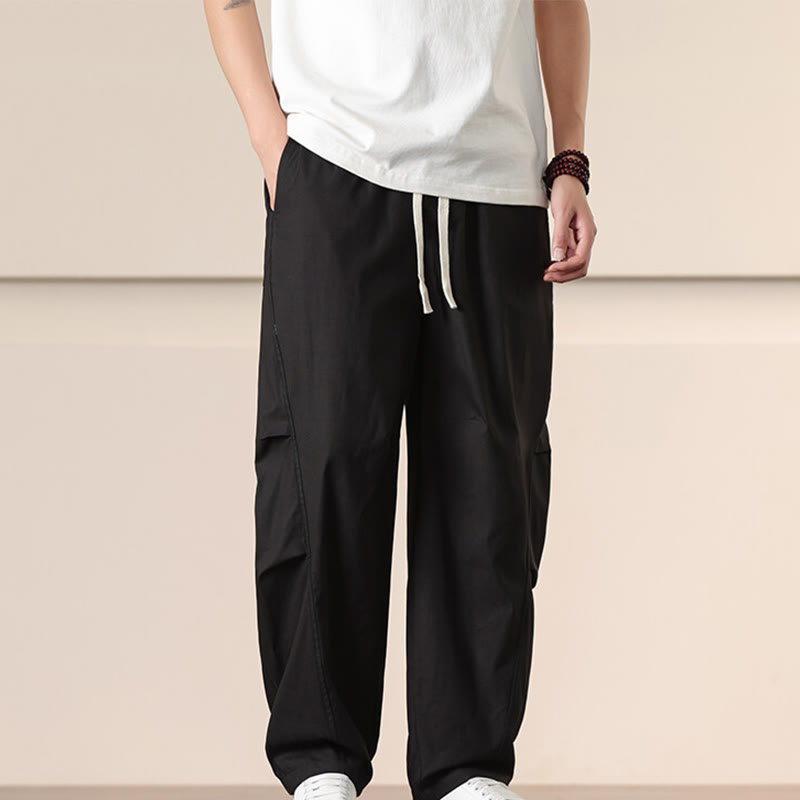 Buddha Stonesカジュアル ヴィンテージ 無地 ドローストリング メンズ カーゴパンツ ポケット付き - image 13
