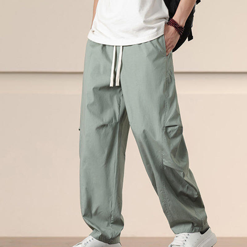 Buddha Stonesカジュアル ヴィンテージ 無地 ドローストリング メンズ カーゴパンツ ポケット付き - image 21