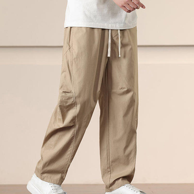Buddha Stonesカジュアル ヴィンテージ 無地 ドローストリング メンズ カーゴパンツ ポケット付き - image 3