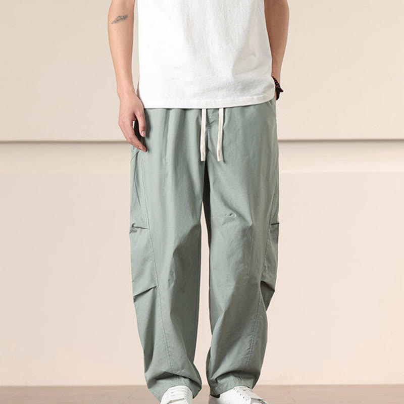 Buddha Stonesカジュアル ヴィンテージ 無地 ドローストリング メンズ カーゴパンツ ポケット付き - image 22