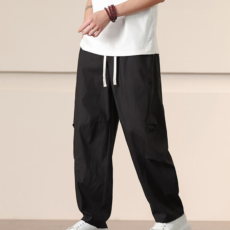 Buddha Stonesカジュアル ヴィンテージ 無地 ドローストリング メンズ カーゴパンツ ポケット付き - 黒 - US/UK/AU46、 EU56 (5XL) - image 9