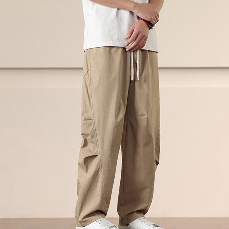 Buddha Stonesカジュアル ヴィンテージ 無地 ドローストリング メンズ カーゴパンツ ポケット付き - image 6