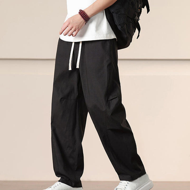 Buddha Stonesカジュアル ヴィンテージ 無地 ドローストリング メンズ カーゴパンツ ポケット付き - image 14
