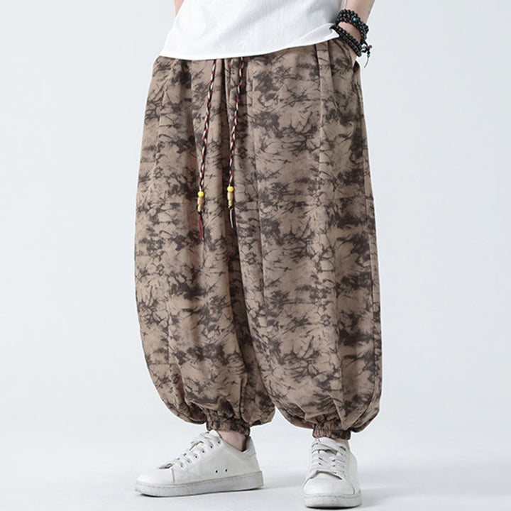 Buddha Stonesレトロ カジュアル ドローストリングデザイン 花柄 メンズ ハーレムパンツ ポケット付き - image 8